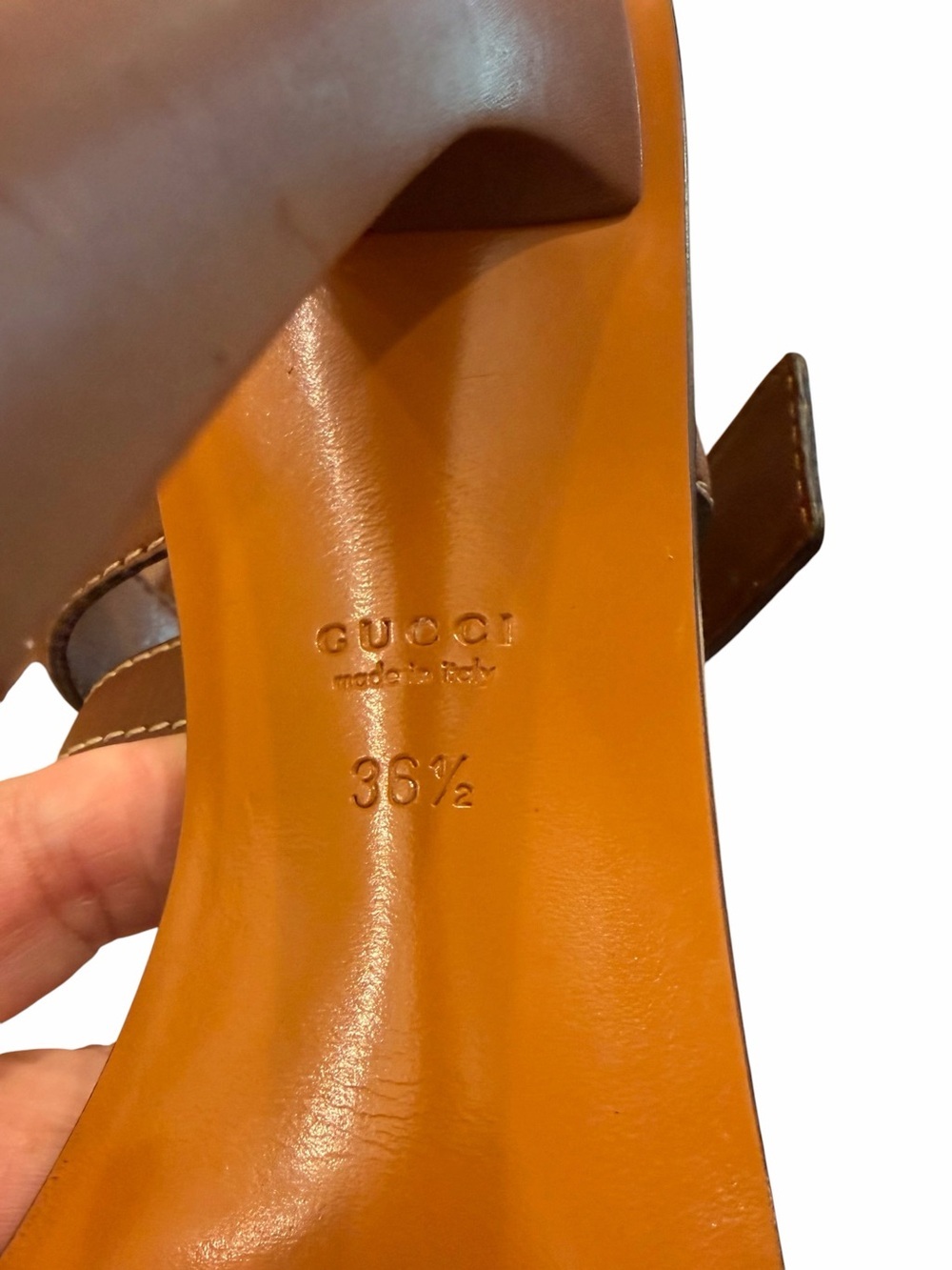 Gucci 5” Brown Leather High Heel Sandals With Iconic Bamboo Horsebit NWOB - Picture 9 of 9
